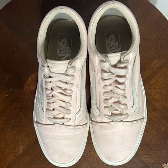 🔥🔥 Pink Leather VANS OLD SKOOL Sneakers - Women Sz 8.5 - Very Good Condition - Picture 5 of 13